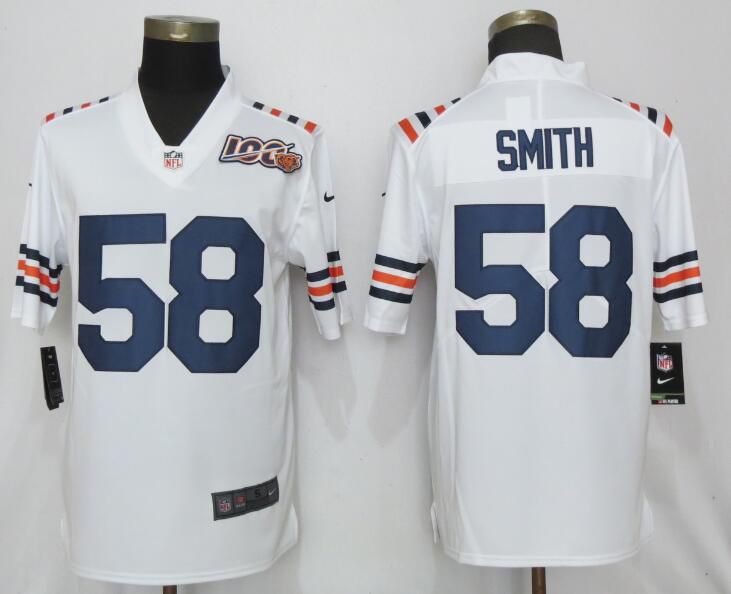 Men Chicago Bears #58 Smith Nike White 2019 100th Season Alternate Classic Retired Player Limited NFL Jerseys->chicago bears->NFL Jersey